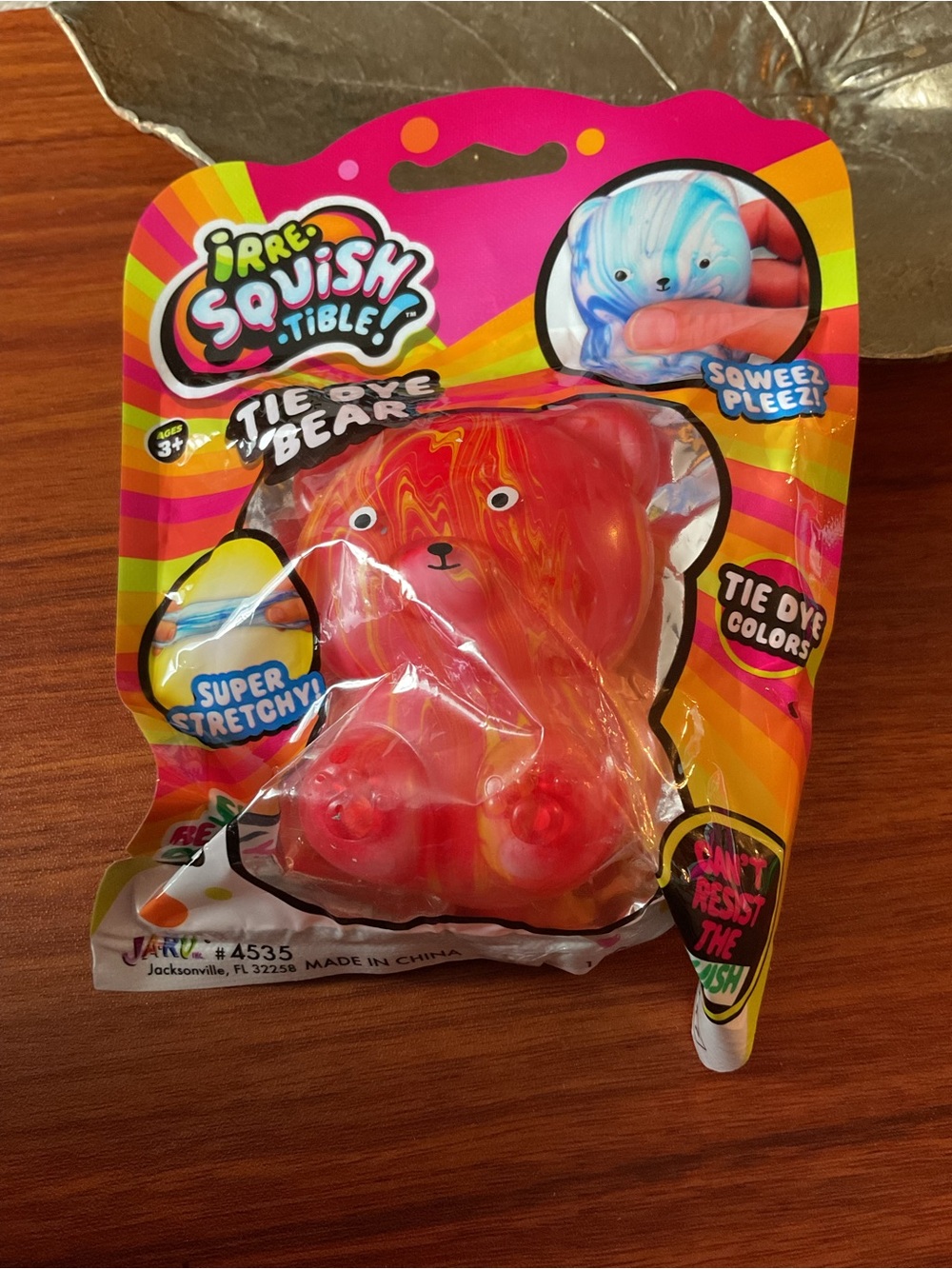 Irre-Squishable Tie Dye Bear Kids Toy - Red
